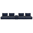 Pixie 5Pc Modular Sectional Sofa/Speaker Console USB Storage/Blue/Cream Fabric