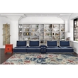 Pixie 5Pc Modular Sectional Sofa/Speaker Console USB Storage/Blue/Cream Fabric