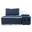 Pixie 5Pc Modular Sectional Sofa/Speaker Console USB Storage/Blue/Cream Fabric