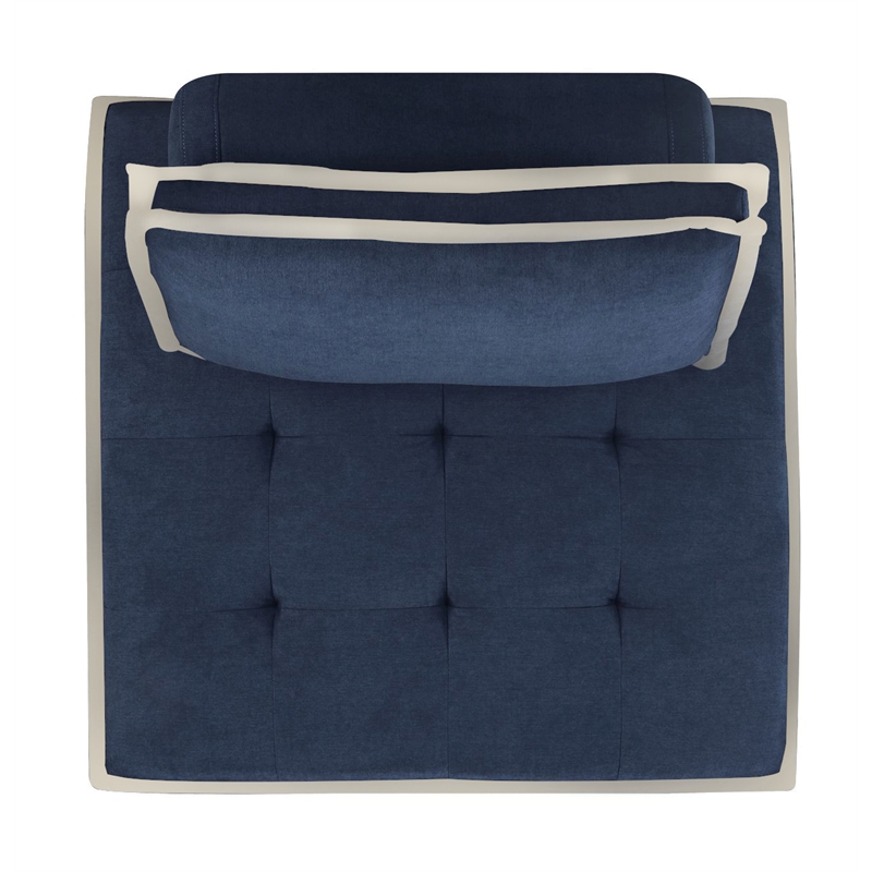Pixie 4Pc Sectional Module Sofa/Speaker Console USB Storage/Blue/Cream Fabric