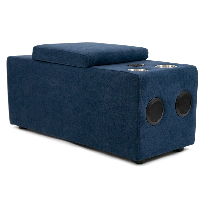 Pixie 4Pc Sectional Module Sofa/Speaker Console USB Storage/Blue/Cream Fabric