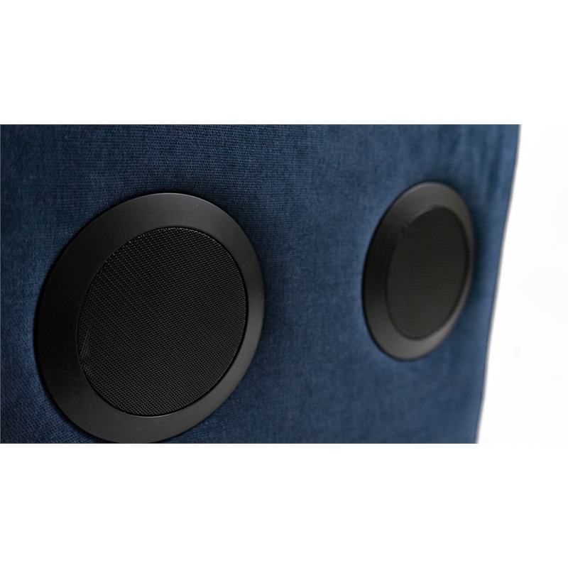 Pixie 4Pc Sectional Module Sofa/Speaker Console USB Storage/Blue/Cream Fabric