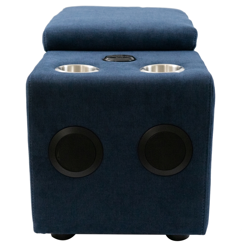 Pixie 4Pc Sectional Module Sofa/Speaker Console USB Storage/Blue/Cream Fabric