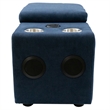 Pixie 4Pc Sectional Module Sofa/Speaker Console USB Storage/Blue/Cream Fabric