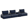 Pixie 4Pc Sectional Module Sofa/Speaker Console USB Storage/Blue/Cream Fabric
