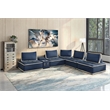 Pixie 6Pc Sectional Module Sofa/Speaker Console USB Storage/Blue/Cream Fabric