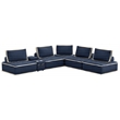 Pixie 6Pc Sectional Module Sofa/Speaker Console USB Storage/Blue/Cream Fabric