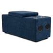 Pixie 5Pc L-Shaped Modular Sofa w Speaker Console USB Storage Blue/Cream Fabric
