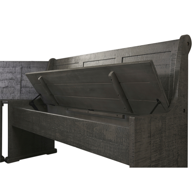 Sunny Dining Nook Table Set in Gray Wood with Kitchen Corner Storage Bench