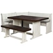Sunny Dining Nook Table Set / Cream/Brown Wood with Kitchen Corner Storage Bench