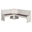 Sunny Dining Nook Table Set / Cream/Brown Wood with Kitchen Corner Storage Bench
