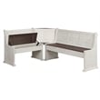 Sunny Dining Nook Table Set / Cream/Brown Wood with Kitchen Corner Storage Bench