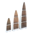 Cottage 3 Boat Shaped Freestanding Shelves in White Driftwood Brown Solid Wood