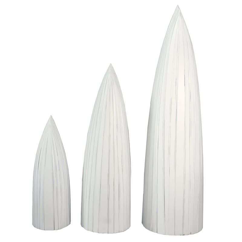 Cottage 3 Boat Shaped Freestanding Shelves in White Driftwood Brown Solid Wood