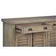 Cottage Shutter Door Sideboard in Driftwood Brown Solid Wood Fully Assembled