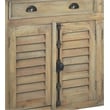 Cottage Shutter Door Sideboard in Driftwood Brown Solid Wood Fully Assembled