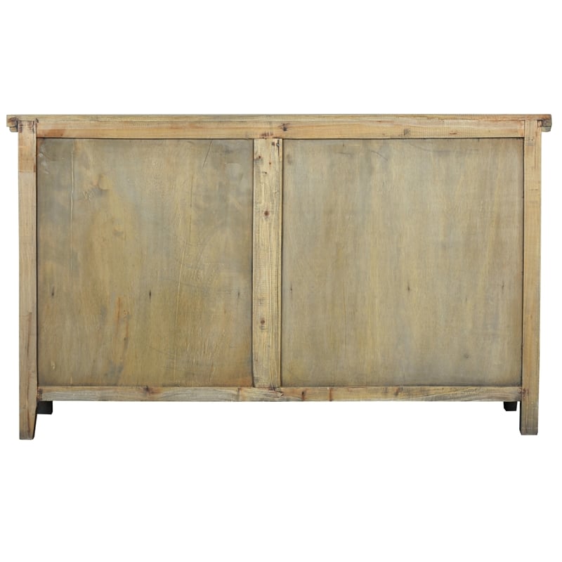 Cottage Shutter Door Sideboard in Driftwood Brown Solid Wood Fully Assembled