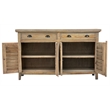 Cottage Shutter Door Sideboard in Driftwood Brown Solid Wood Fully Assembled