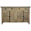 Cottage Shutter Door Sideboard in Driftwood Brown Solid Wood Fully Assembled