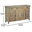 Cottage Shutter Door Sideboard in Driftwood Brown Solid Wood Fully Assembled