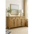 Cottage Shutter Door Sideboard in Driftwood Brown Solid Wood Fully Assembled