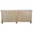 Cottage Clover Glass Door Credenza Driftwood Brown Solid Wood Display Cabinet