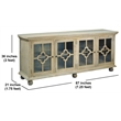 Cottage Clover Glass Door Credenza Driftwood Brown Solid Wood Display Cabinet