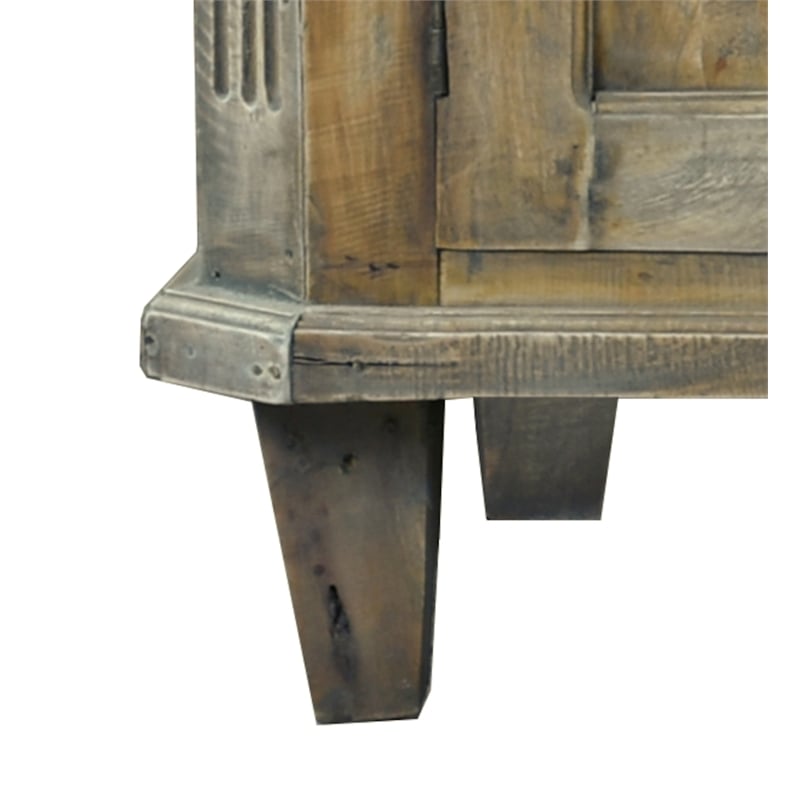 Cottage Panel Door Credenza Driftwood Brown Solid Wood Sideboard
