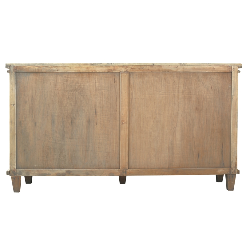 Cottage Panel Door Credenza Driftwood Brown Solid Wood Sideboard