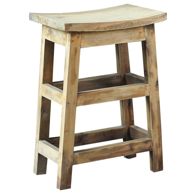 Cottage Rectangle 3PC Dining Table Set w Stools Brown Solid Wood No Assembly