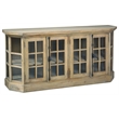 Cottage Window Pane Door Display Sideboard Brown Entryway Cabinet Solid Wood
