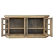 Cottage Window Pane Door Display Sideboard Brown Entryway Cabinet Solid Wood