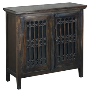 Sunset Trading Cottage Carved 39&quot Solid Wood Cabinet in Distressed Brown