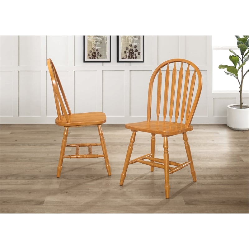 Selections Windsor Dining Chair Light Oak Finish Solid Wood Set