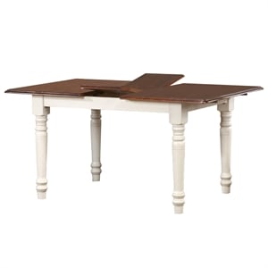Andrews 60&quot Rectangle Extendable Butterfly Dining Table Antique White/Brown Wood