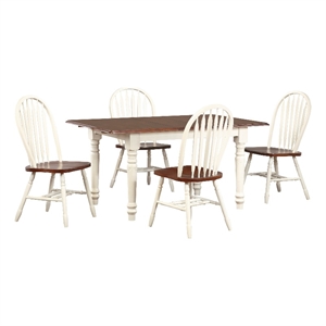 Andrews 5PC 60&quot Rectangle Extendable Butterfly Dining Table Set White/Brown Wood