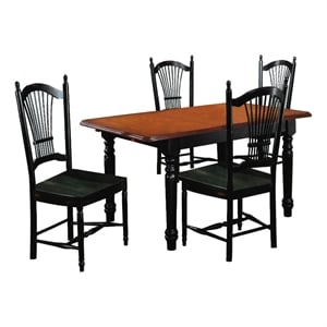Selections 5PC 60&quot Rectangle Extendable Butterfly Dining Set Black/Cherry Wood
