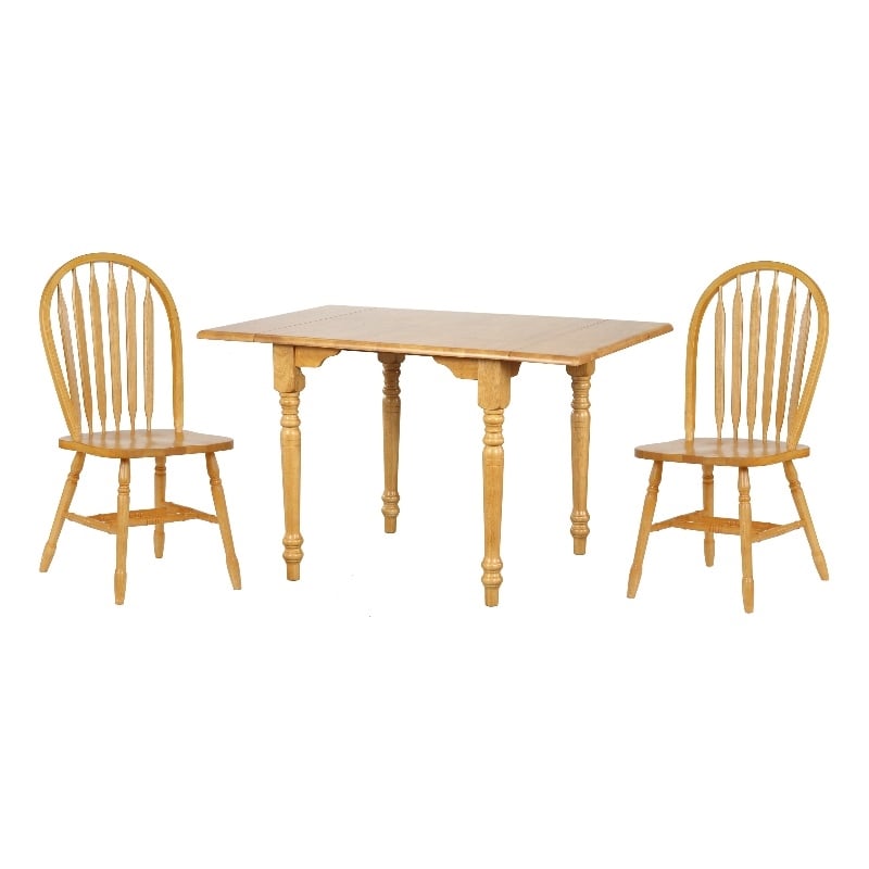 Selections 5PC 60&quot Rectangle Extendable Drop Leaf Dining Set Light Oak Wood