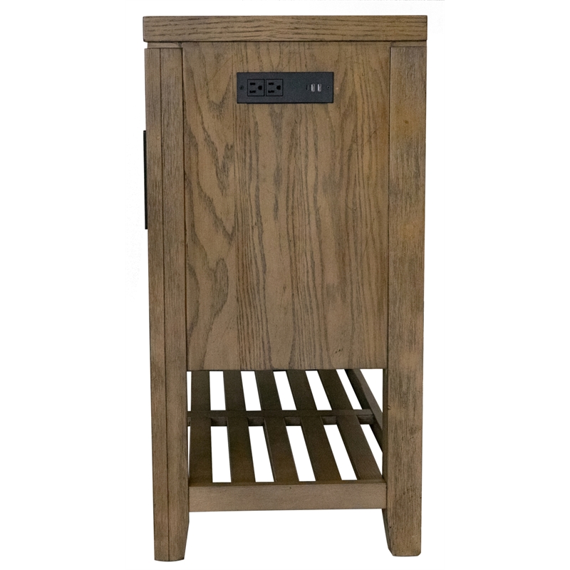 Saunders Sideboard Server/Storage Cabinet/Shelf USB Charging/Brown Acacia Wood