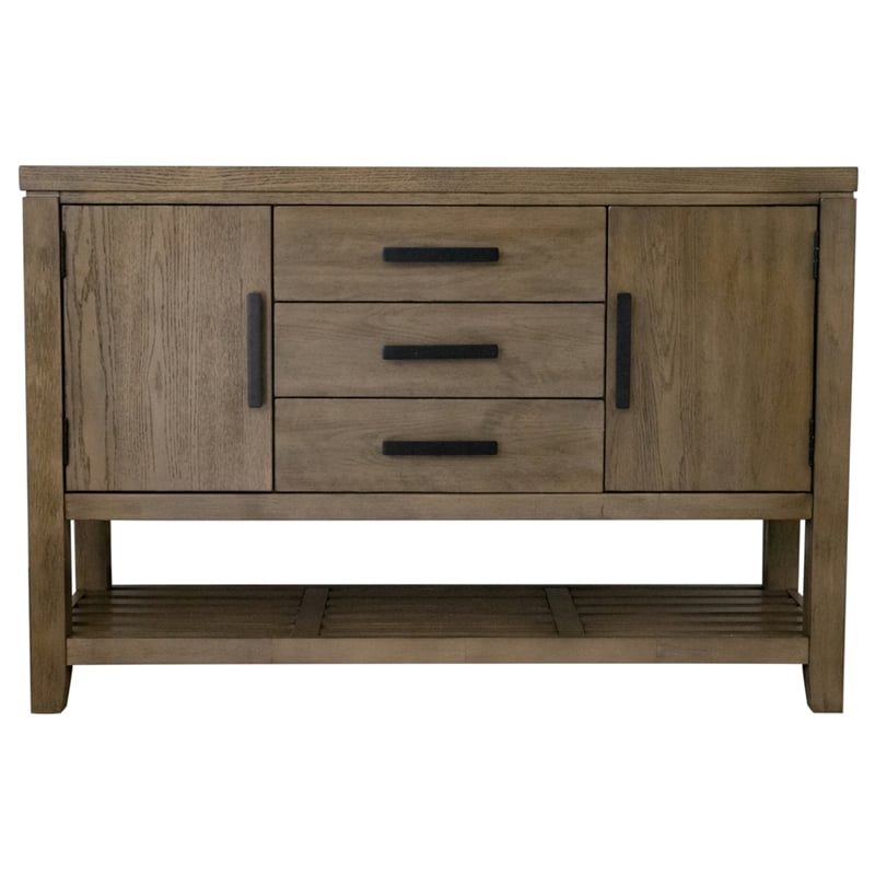 Saunders Sideboard Server/Storage Cabinet/Shelf USB Charging/Brown Acacia Wood