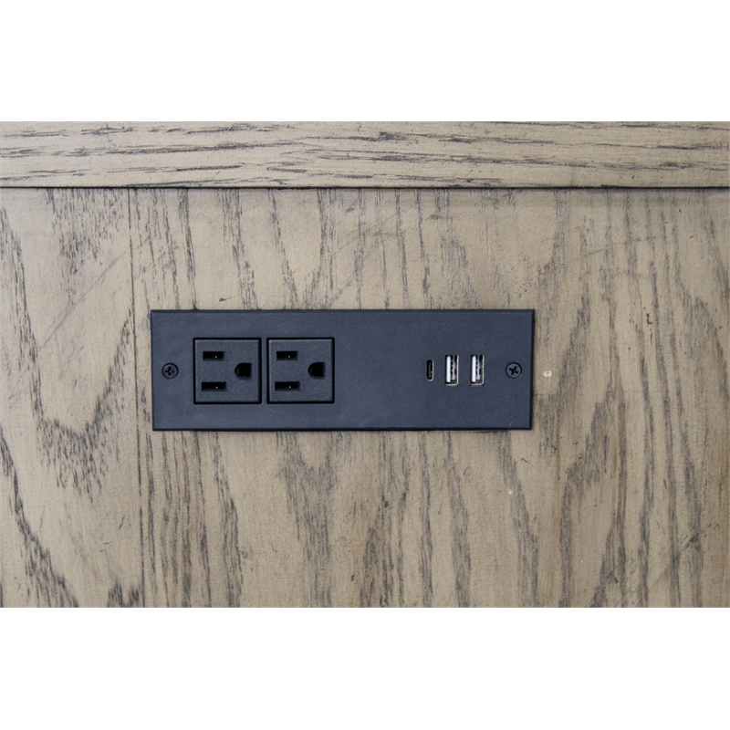 Saunders Sideboard Server/Storage Cabinet/Shelf USB Charging/Brown Acacia Wood