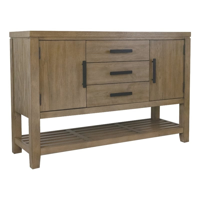 Saunders Sideboard Server/Storage Cabinet/Shelf USB Charging/Brown Acacia Wood