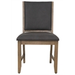 Saunders Dining Chairs Gray Padded Fabric Seat/Back Brown Acacia Wood (Set of 2)