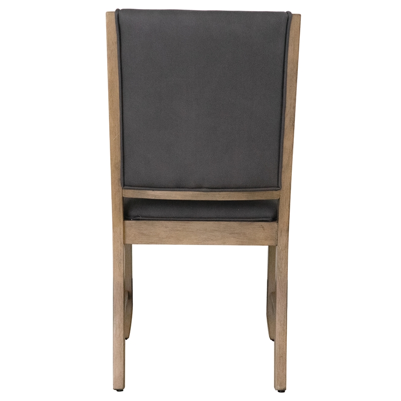 Saunders Dining Chairs Gray Padded Fabric Seat/Back Brown Acacia Wood (Set of 2)