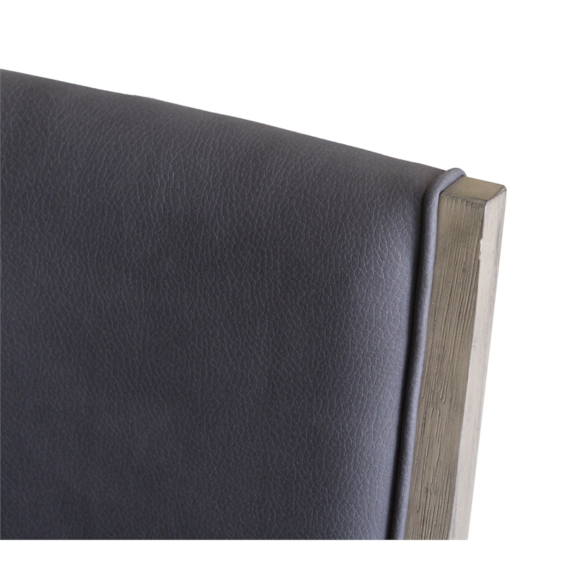 Saunders Dining Chairs Gray Padded Fabric Seat/Back Brown Acacia Wood (Set of 2)