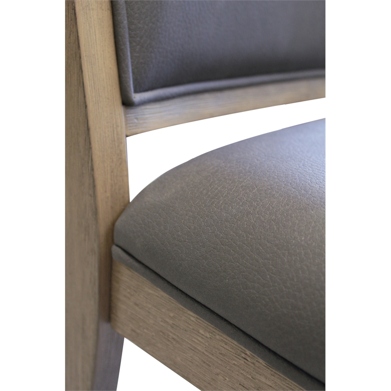 Saunders Dining Chairs Gray Padded Fabric Seat/Back Brown Acacia Wood (Set of 2)