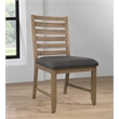 Saunders Slat Back Dining Side Chair Gray Padded Seat Brown Acacia Wood/Set of 2