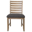 Saunders Slat Back Dining Side Chair Gray Padded Seat Brown Acacia Wood/Set of 2
