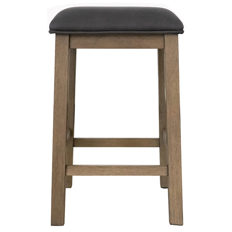 Saunders Counter Height Backless Padded Bar Stools Brown Acacia Wood (Set of 2)