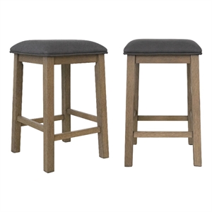 Saunders Counter Height Backless Padded Bar Stools Brown Acacia Wood (Set of 2)